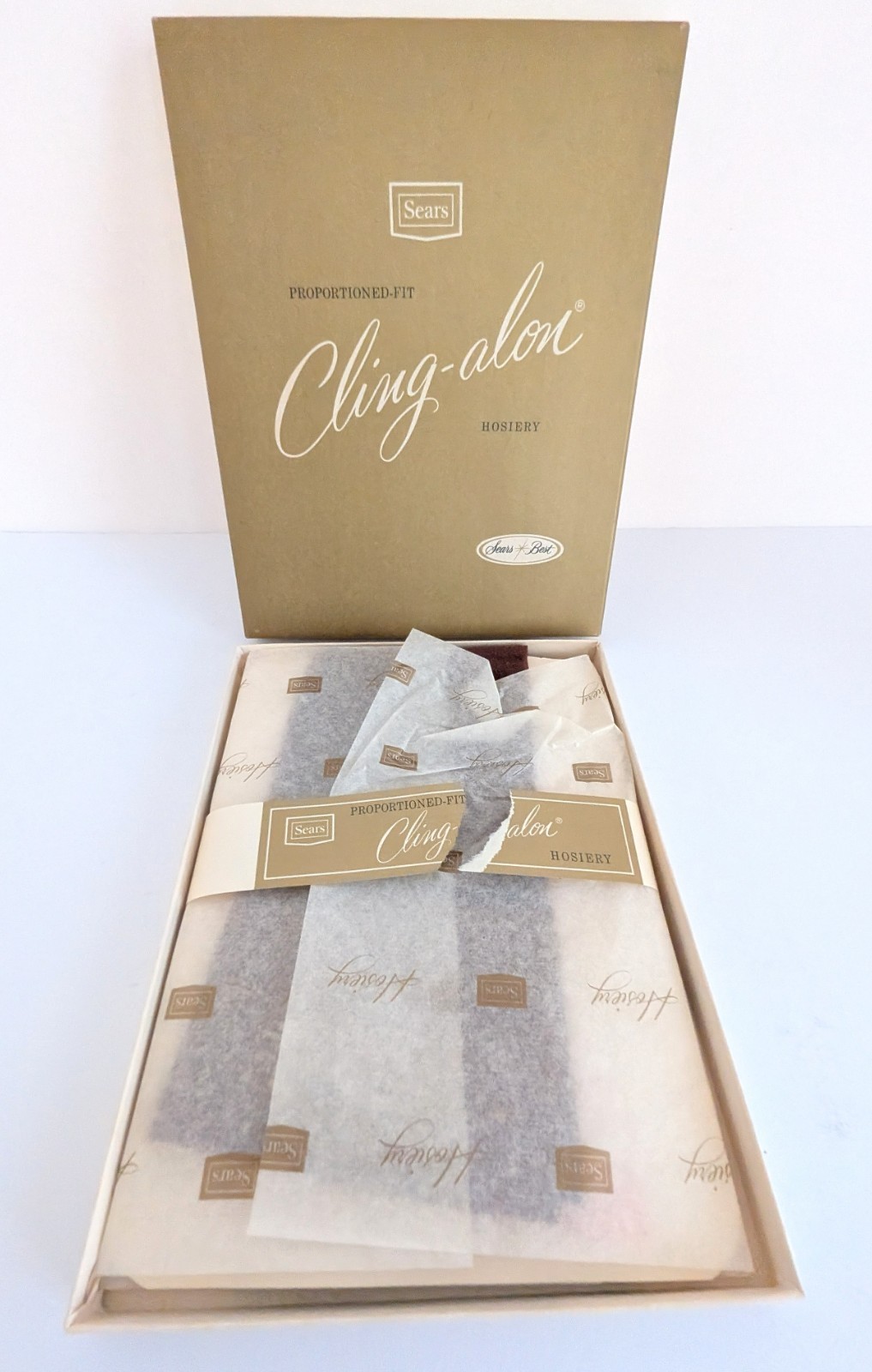 Vintage Sears Cling-Alon Hosiery 7481 Mocha Tall B 11-12 2 Prs New