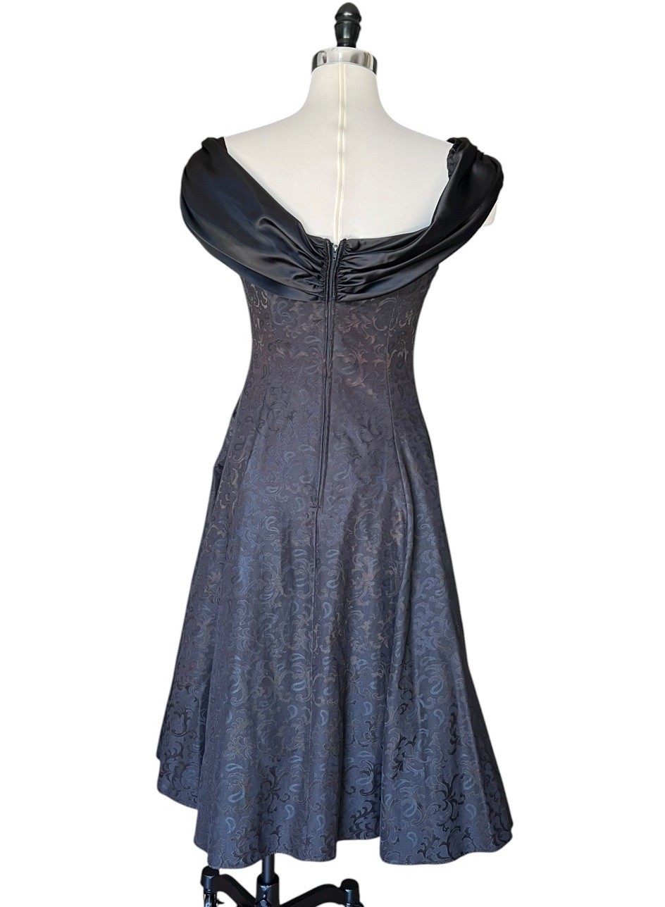 Vintage 80’s Midi Off Shoulder Tulle Dress Goth Vampy Grunge Karen Lucas Niki 12