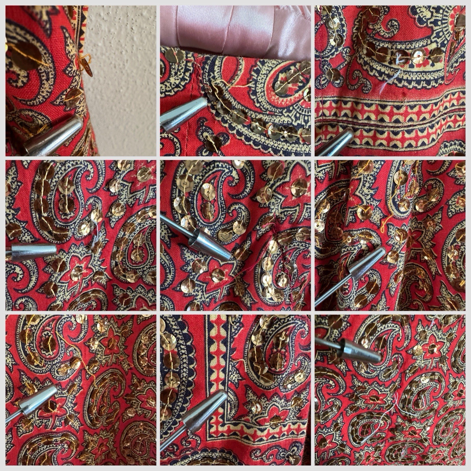 1960s Tipicano Sequined Caftan Hostess Dress Maxi Tunic Resort Sparkle 70s VTG