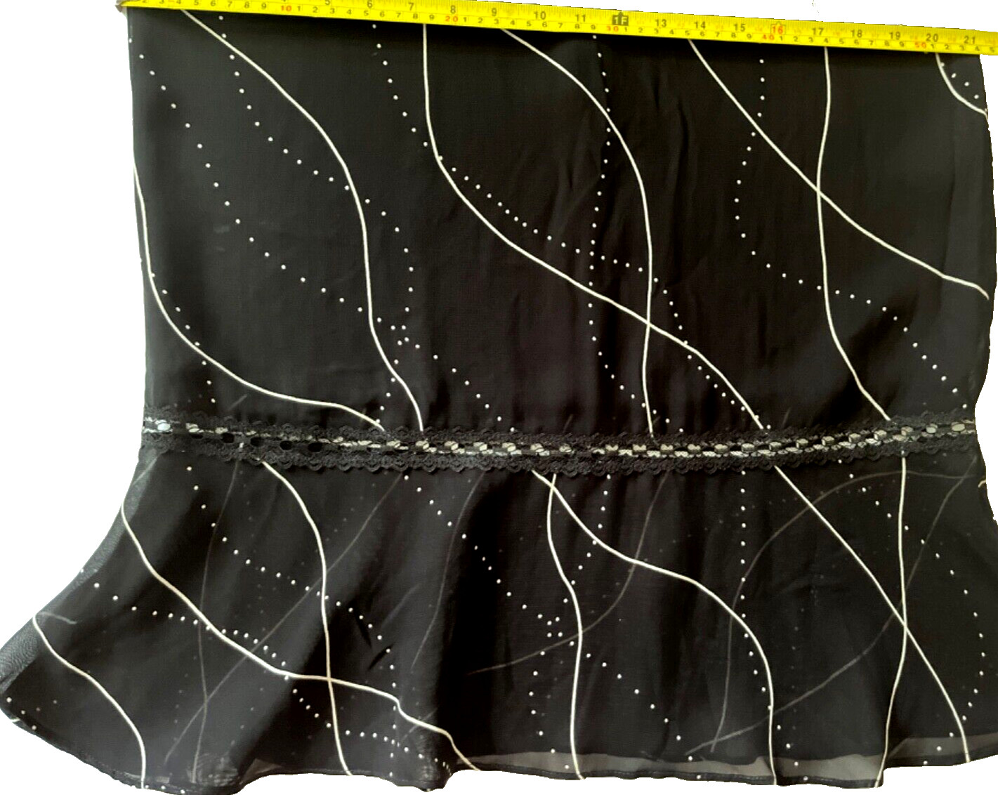 MICA SHEER MIDI RAYON BLACK WHITE LACE DETAILS DRESS FULLY LINED BACK ZIP sz 10
