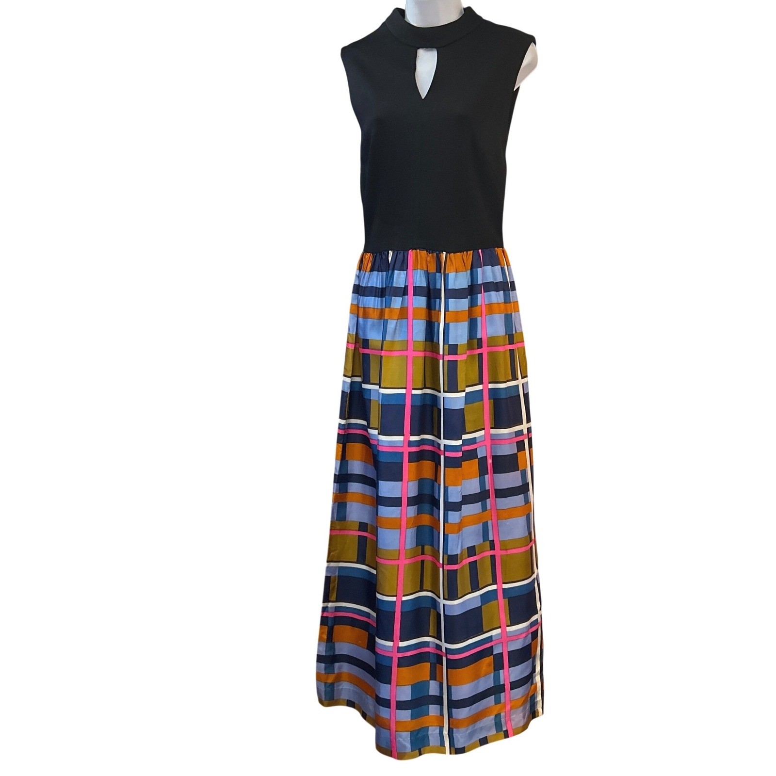 Vtg George Small New York Maxi Dress Mod Geometric Colorblock 1960s Sleeveless