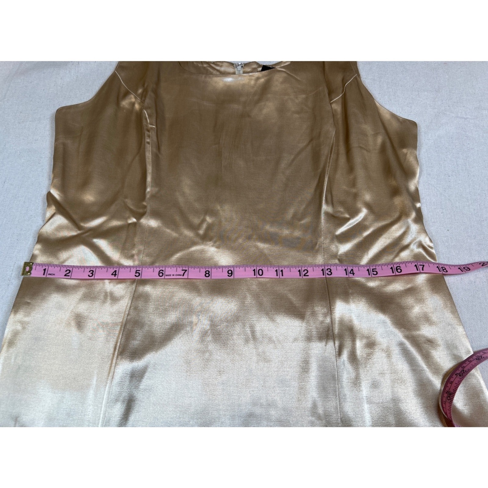 Hampton Nites Vintage Champagne Gold Satin Sheath Dress Womens 14 Formal USA