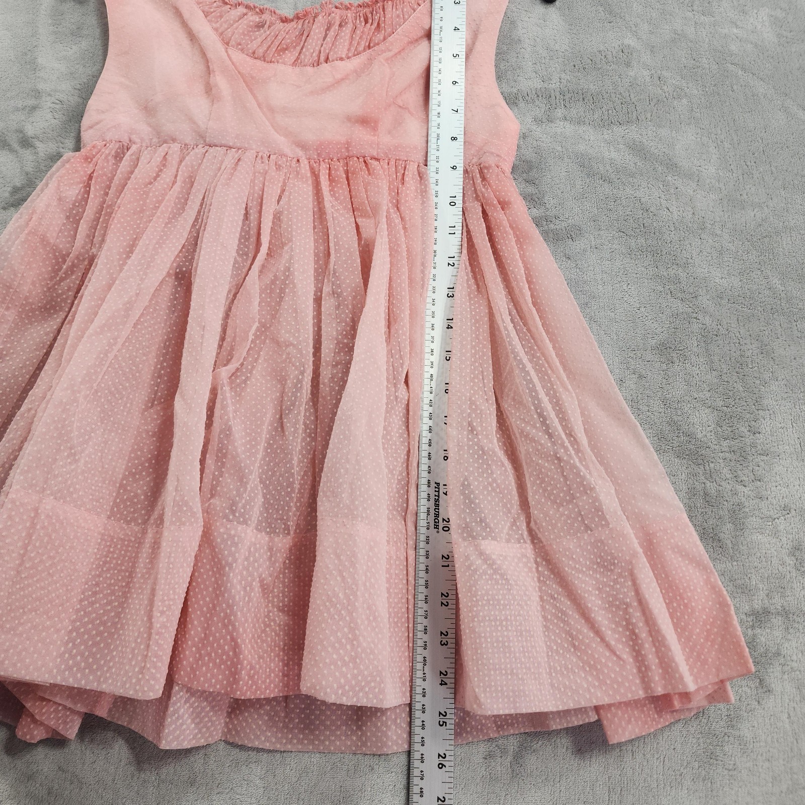 Vintage Lingerie Set Women XS Pink Swiss Dot Babydoll Nightie Bow Ruffle Bloomer