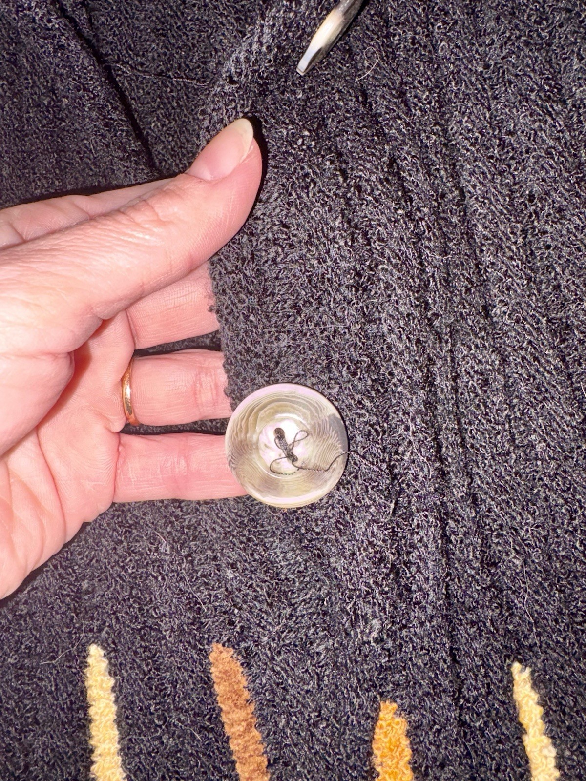 Vintage Gold And Black Button Down Sweater Dress