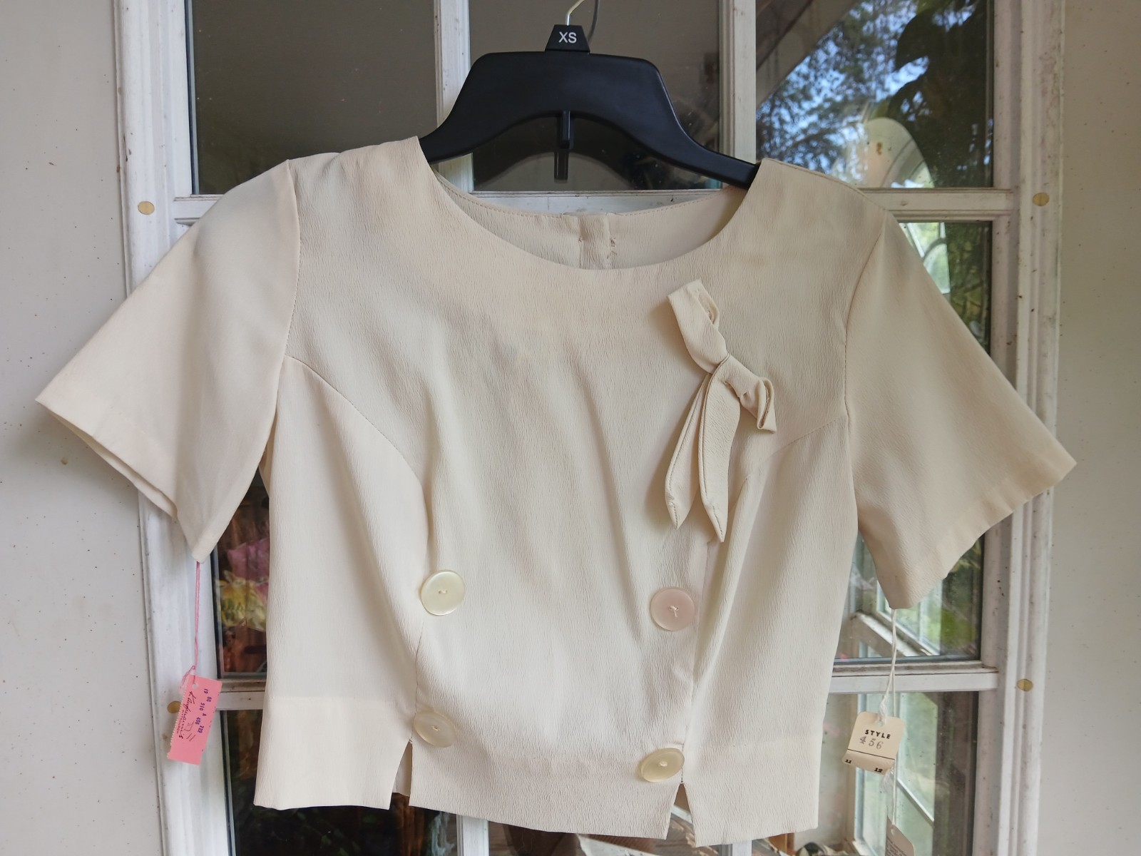Vintage 1960s NWT Cream Blouse and Skirt Set