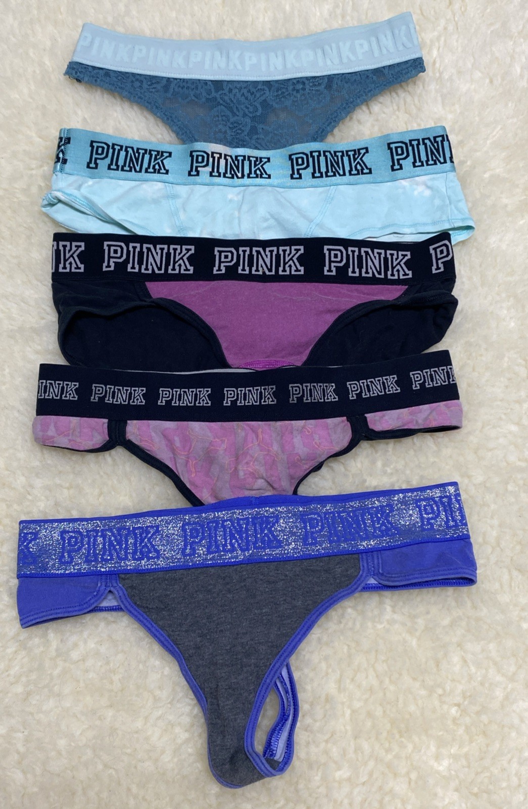 Vintage lote 5 PINk/ Victoria’S Secrets Thong/string PANTIES#914