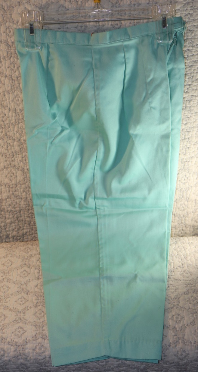 VTG 60s DuPont CATALINA Aqua DACRON & COTTON PEDAL PUSHER Pants Slacks NWT Sz S