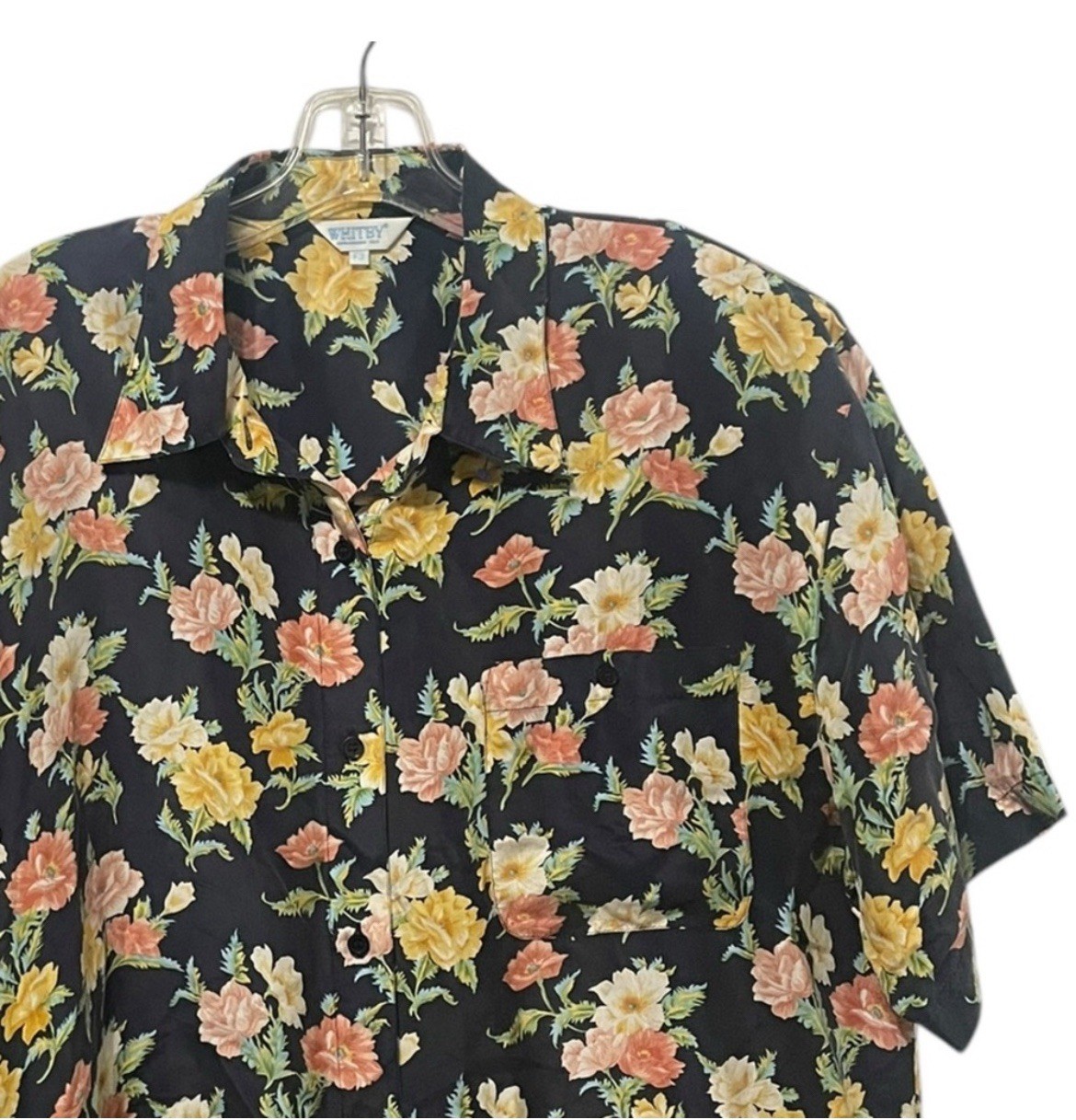 Vintage WHITBY blouse Sz F3/1X 100% washed Silk, Button Up, floral soft Colorful