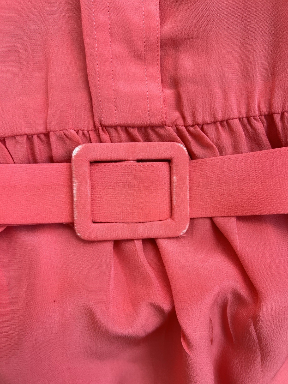 Vintage CASI Peach Orange Front Pockets Belted 100% Silk Women’s Dress Sz 10
