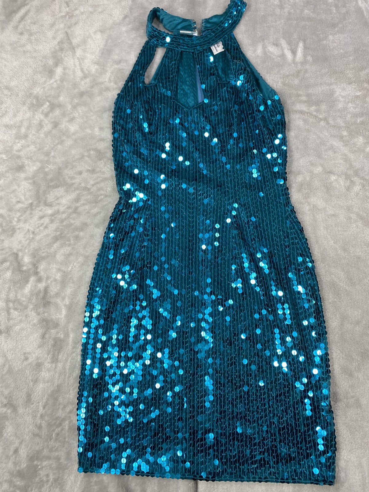 Vintage Sequin Strapless Party Dress Women 6 Blue Short Fairy Prom Dance Y2K USA