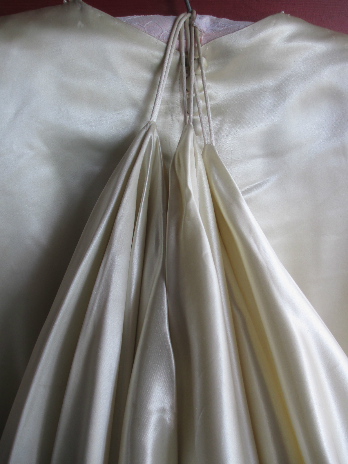 Vintage Wedding Dress Handmade Liquid/Ivory Satin w/Train Circa 1930’s small