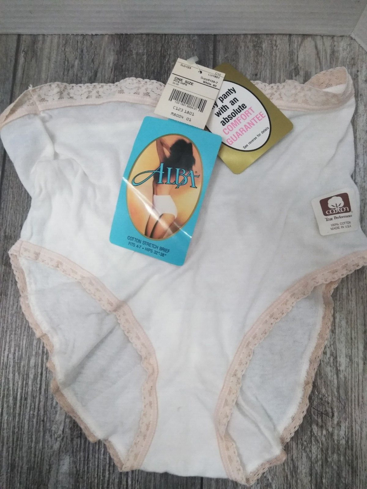 VTG ALBA WOMEN’S UNDERWEAR Cotton Stretch BRIEF Waist 32-39 SIZE 4-7 WHITE (NEW)