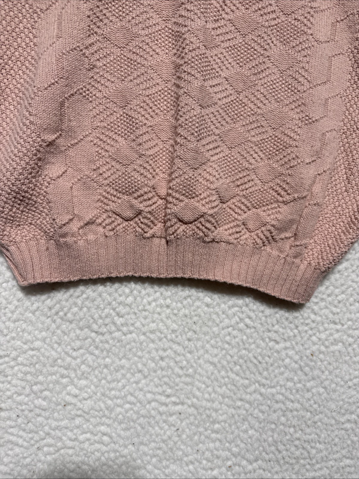 VTG 80’s American Pride Pink Floral 3D Textered Knit Short Sleeve Sweater L