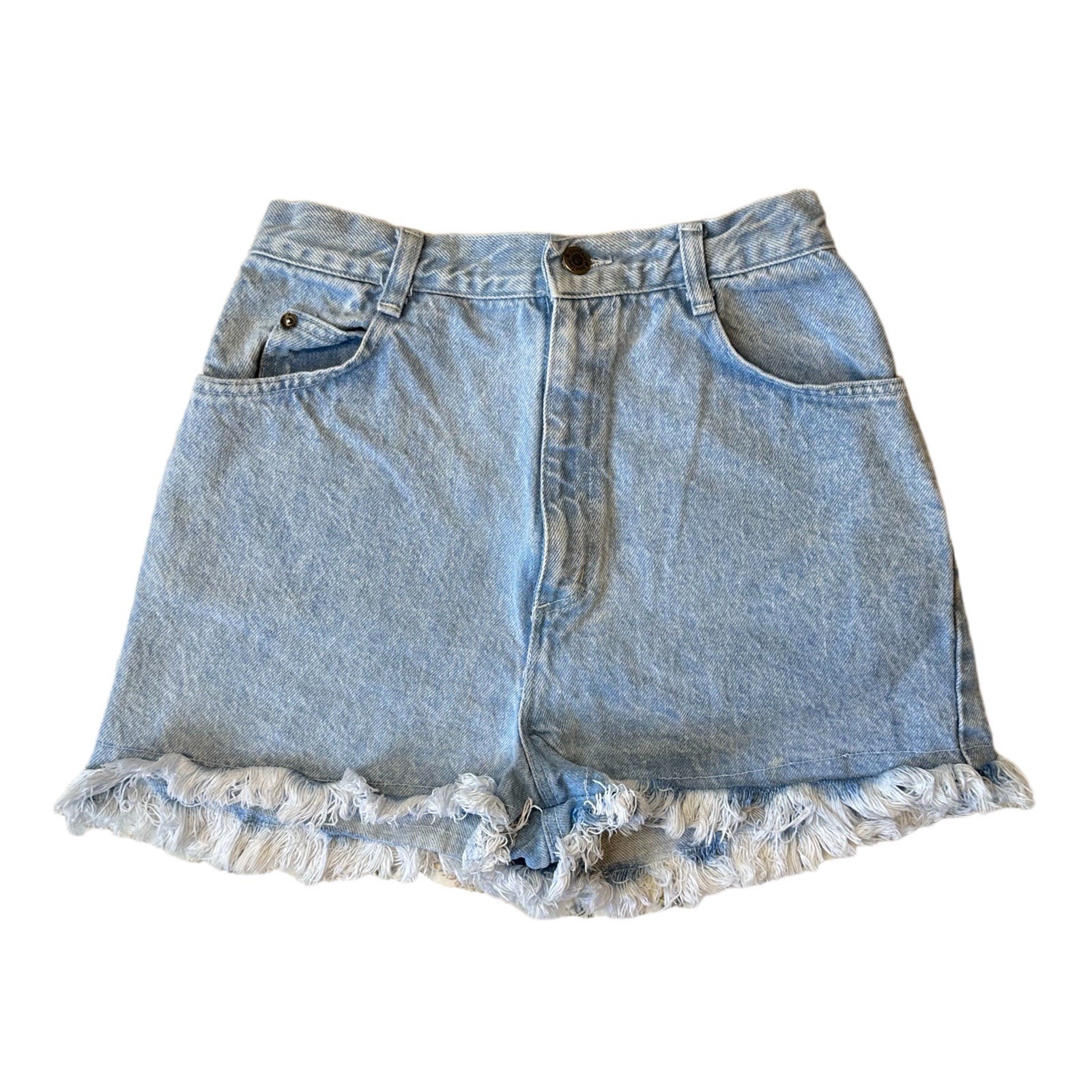 90s Bonjour Cheeky Shorts Vtg Size 9/10 Light Wash Denim High Waist Faux Raw Hem