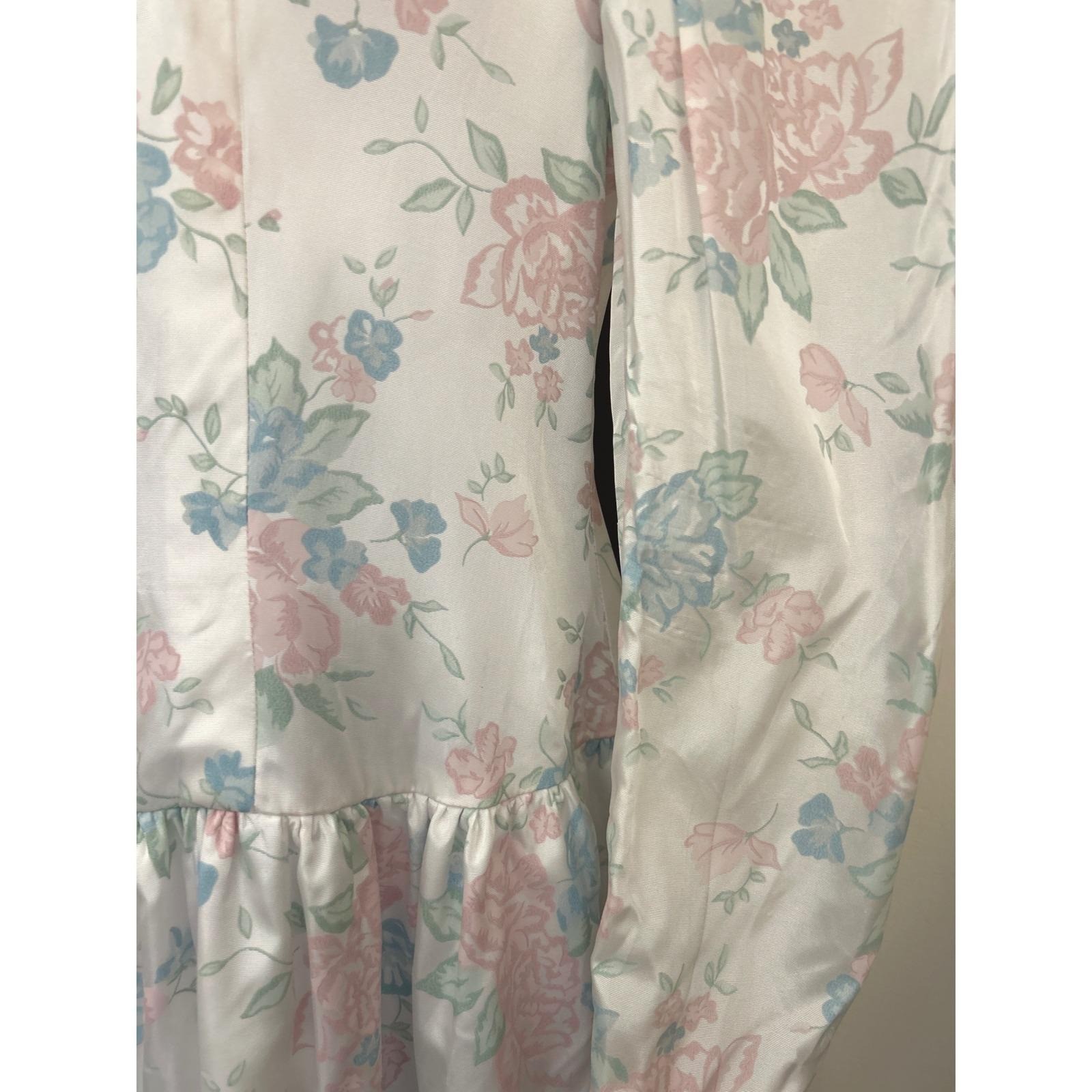 80s Pastel Floral Midi Dress Cottagecore Coquette Romantic Victorian Wedding