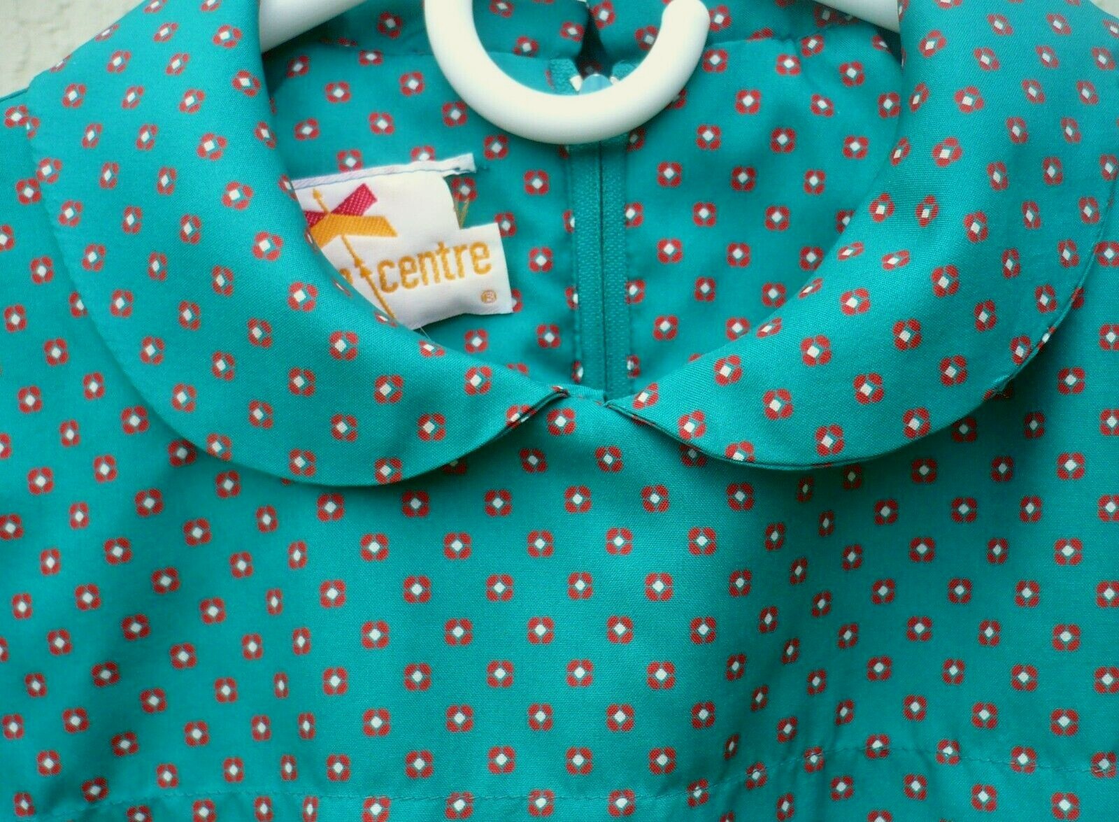 VTG 80S 12 L M NEWTON CENTRE PETER PAN COLLAR SECRETARY DRESS SILKY BELT USA WOM