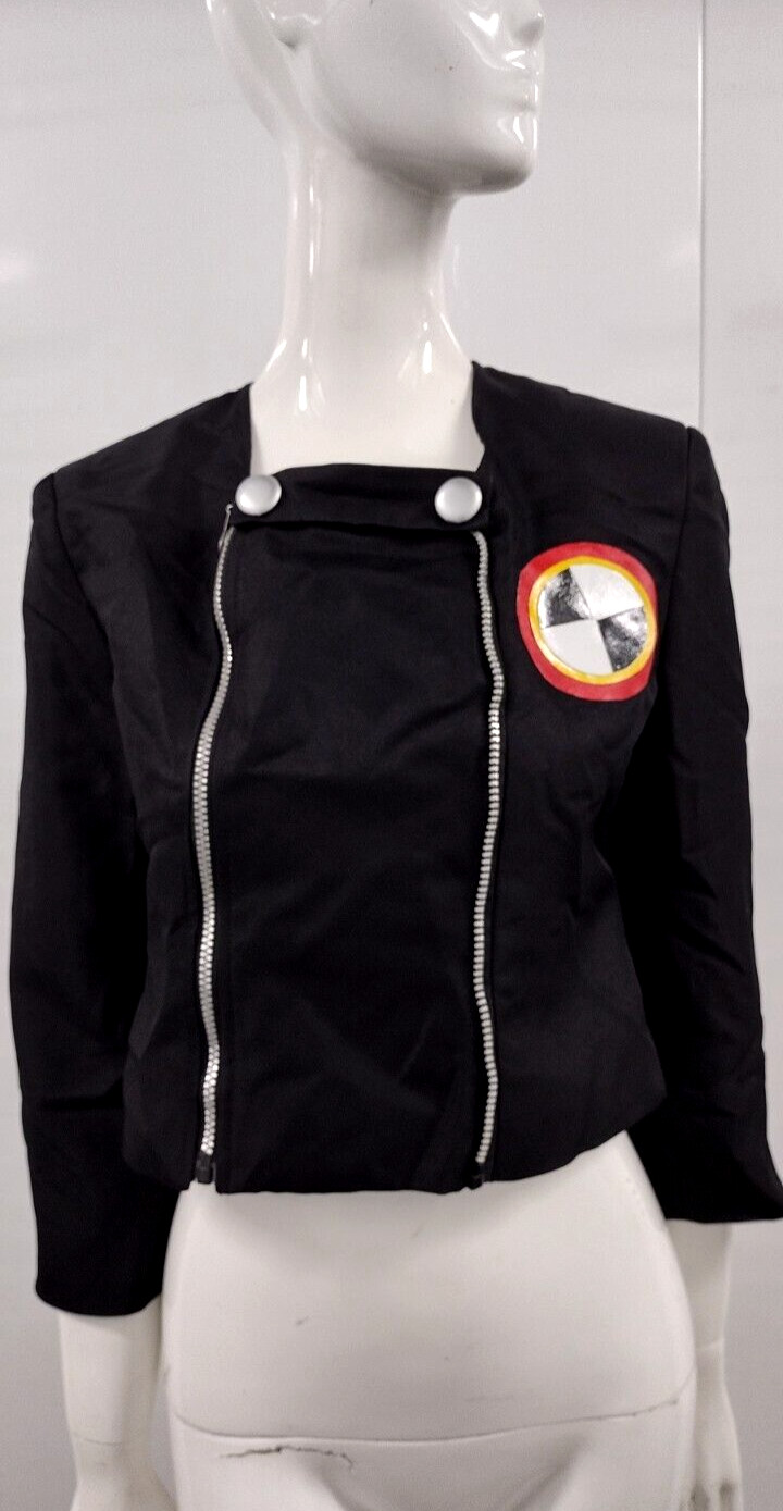 80s NEW WAVE MARTIAN Jacket Size S Nuclear Light Materials Biohazard Zip Robot
