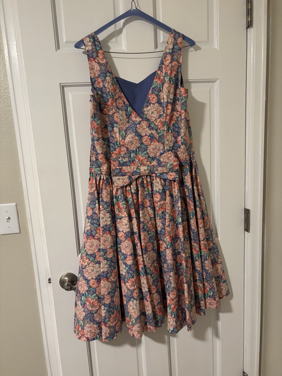 Laura Ashley Floral Sleeveless Cotton Tea Sun Dress Cottage Vintage Size 10 Bow