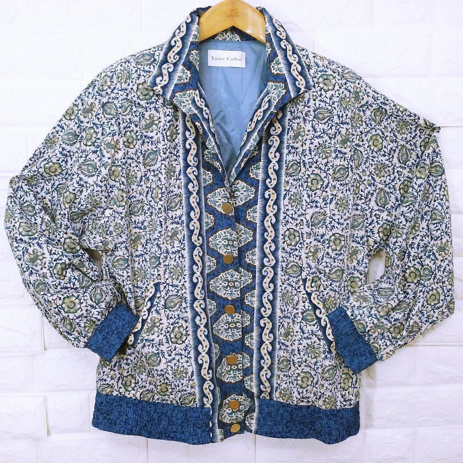 Vintage 80s Victor Carlini USA Jacket Sz-12 Pockets Shoulder Pads Grandma Chic