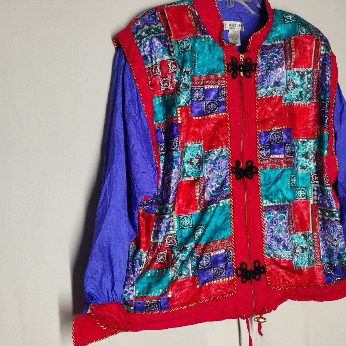Lavon Vintage 80s 90s Women’s Large Track Suit Jacket Colorful Fancy Minor Flaw