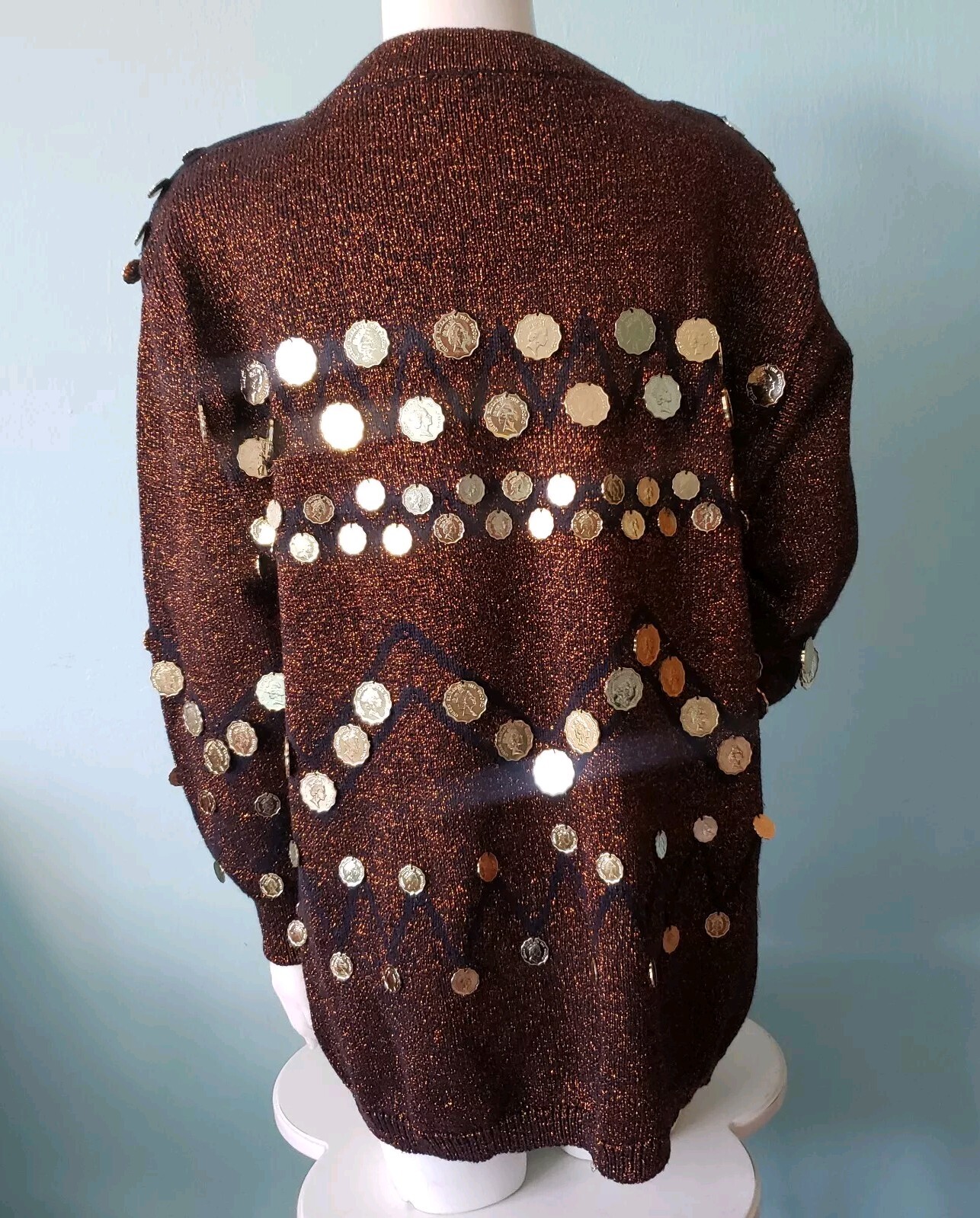 Bonnie Boerer & Co. Vintage 80’s sparkle coin Sweater kitsch maximalism Glam