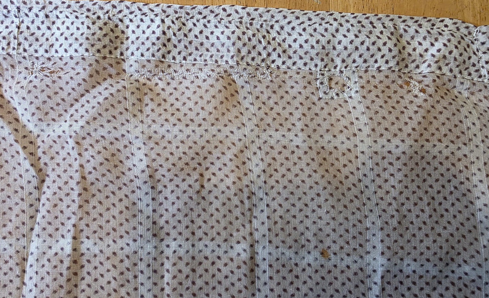 HANDSEWN CIVIL WAR 1850’S PRINT + WINDOWPANE MUSLIN DRESS MUSEUM QUALITY