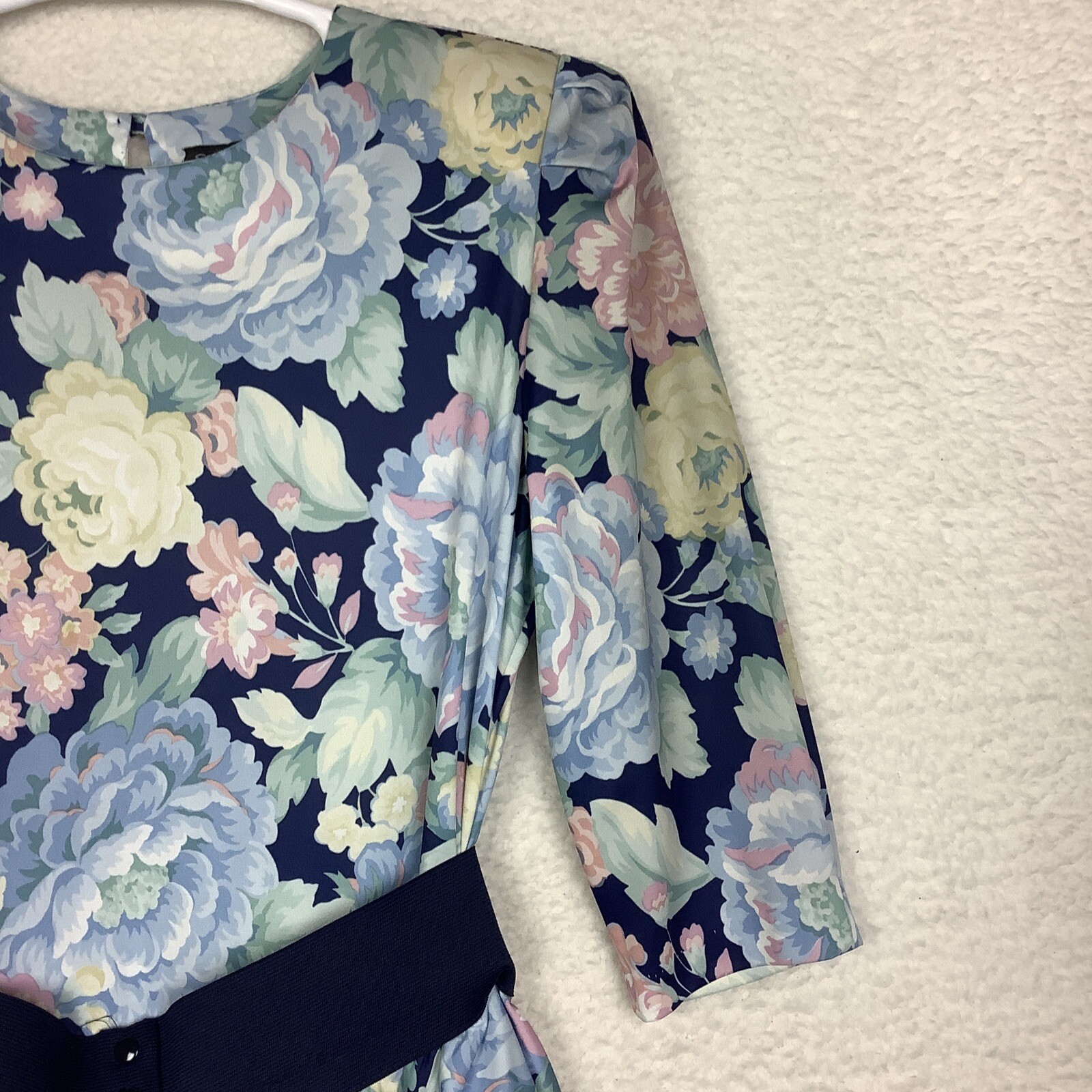 Vintage Statements ALine Peplum Dress Womens 14 Granny Core Stretch Belt Floral