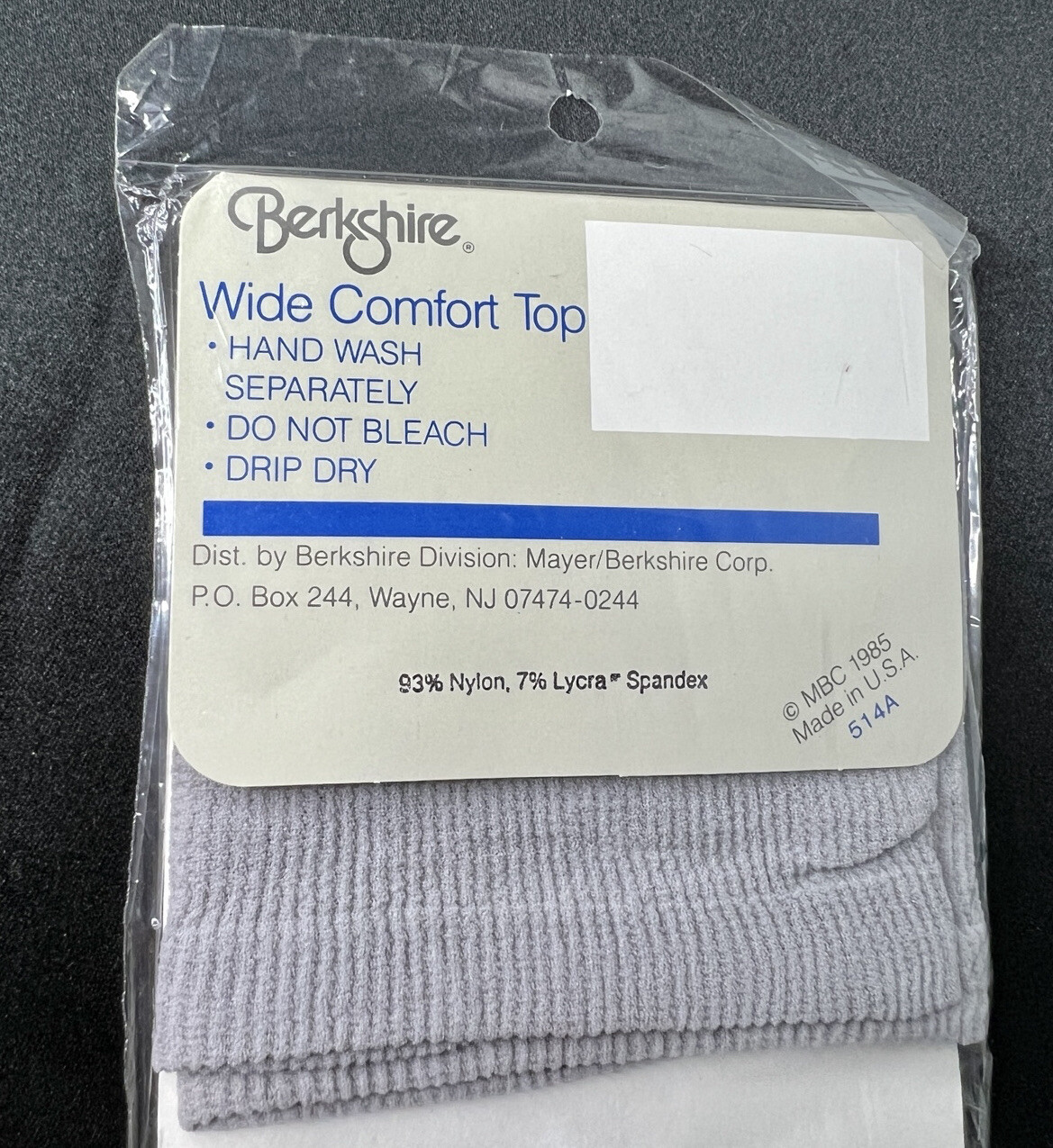 Vtg Berkshire Pale Gray Knee-Hi Sheer Stockings Sandalfoot 1985 Womens Sz 8.5-11