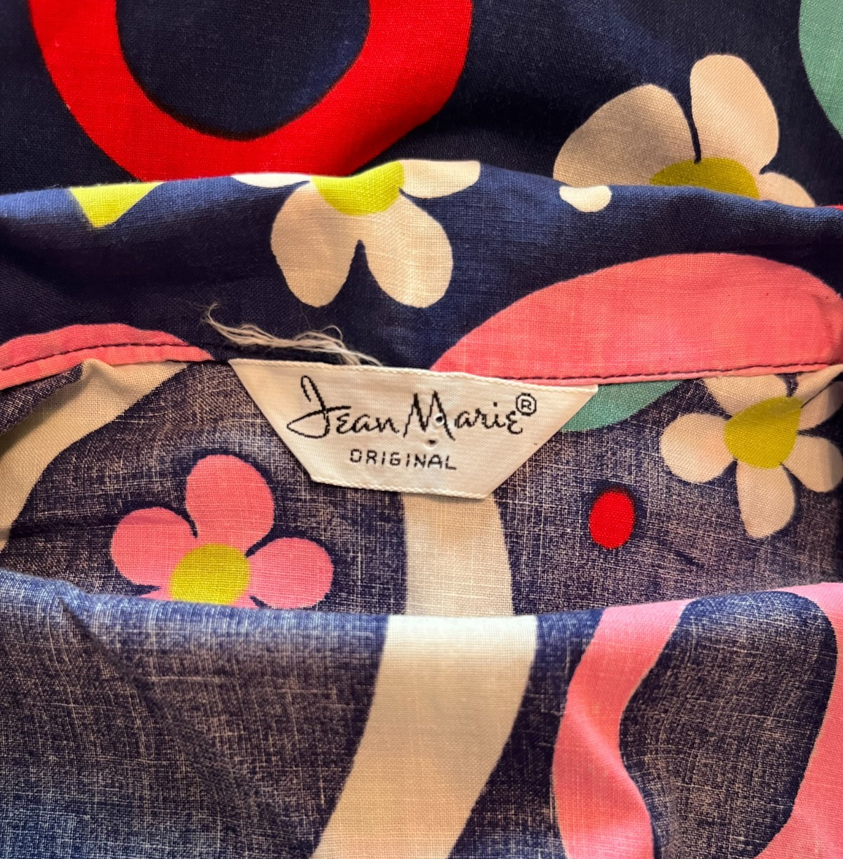 Vintage 70s Jean Marie Original Womens Tunic Blouse Shirt Groovy Flower Power