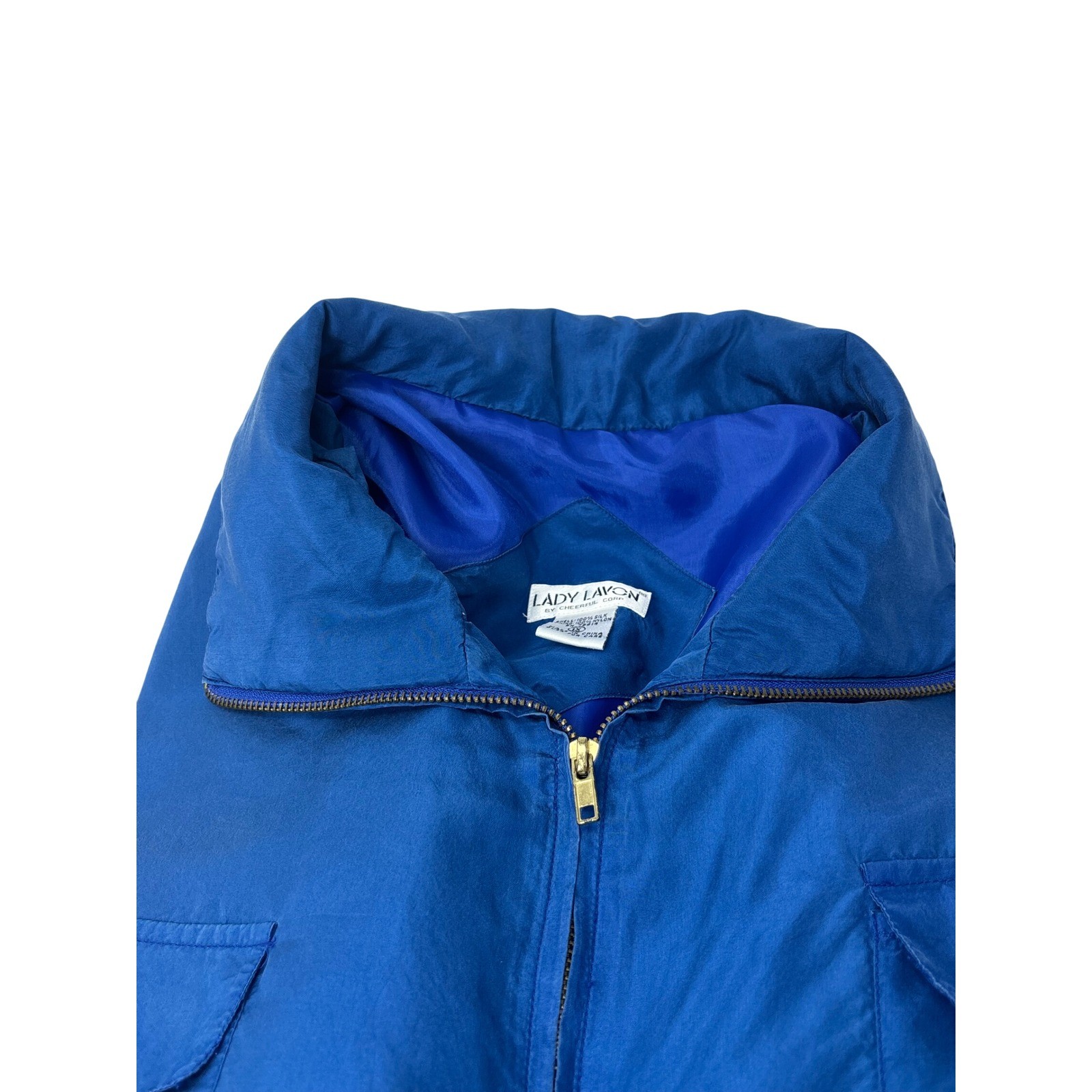 Lady Lavon Vintage 100% Silk Tracksuit Set Royal Blue Jacket Pants Womens 1X