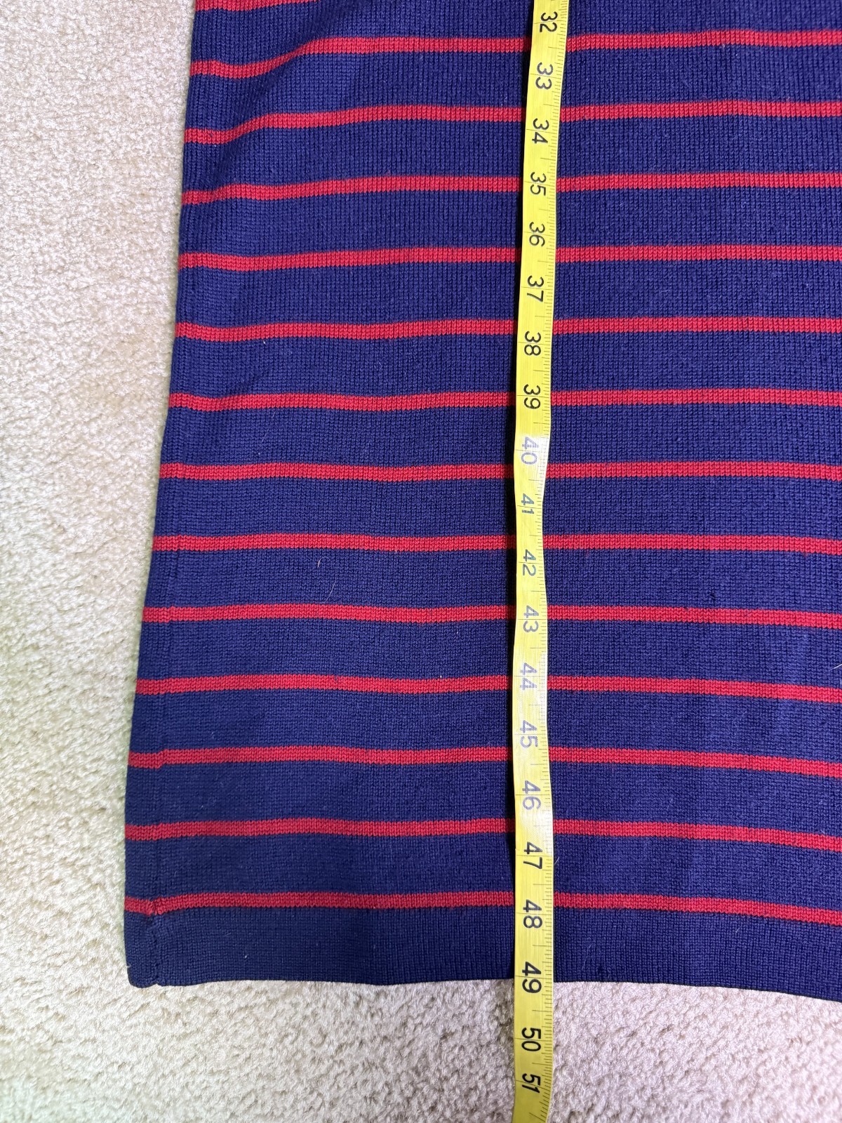 VTG Gloria Sachs Women Sweater Dress Sz Medium Merino Wool Blue Red Striped F138