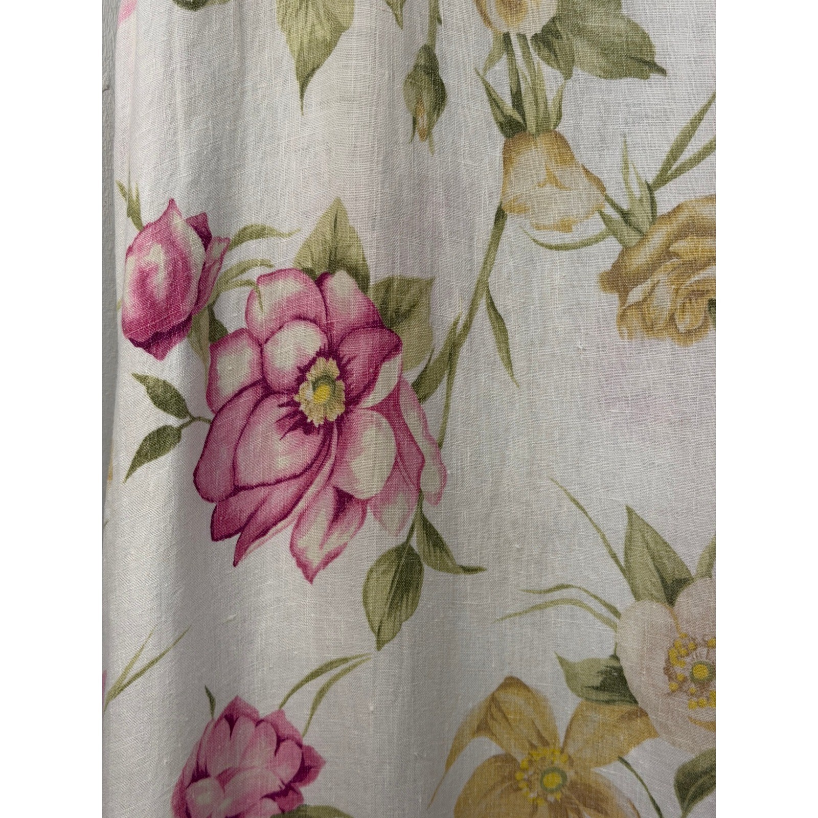 Vintage Hot Cotton Marc Ware Linen Floral Maxi Dress XL Cottagecore Prairie USA
