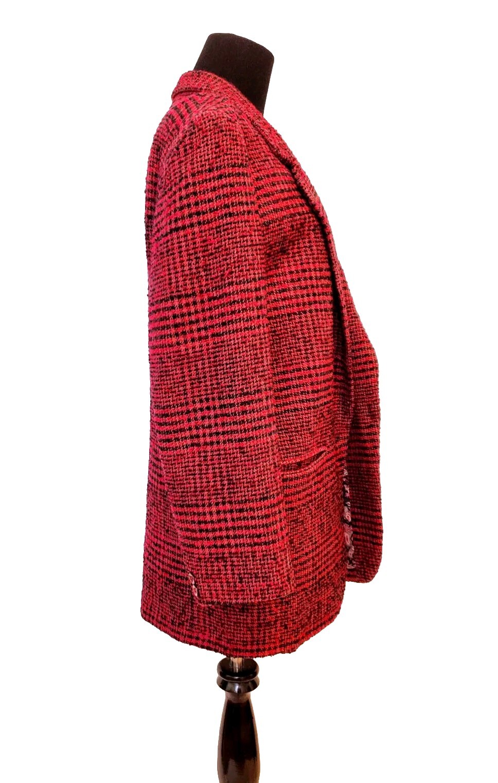 Pre-owned Vtg 1980’s IN PRIVATE COLLECTION Pink/Black Plaid Oversize Blazer Sz S