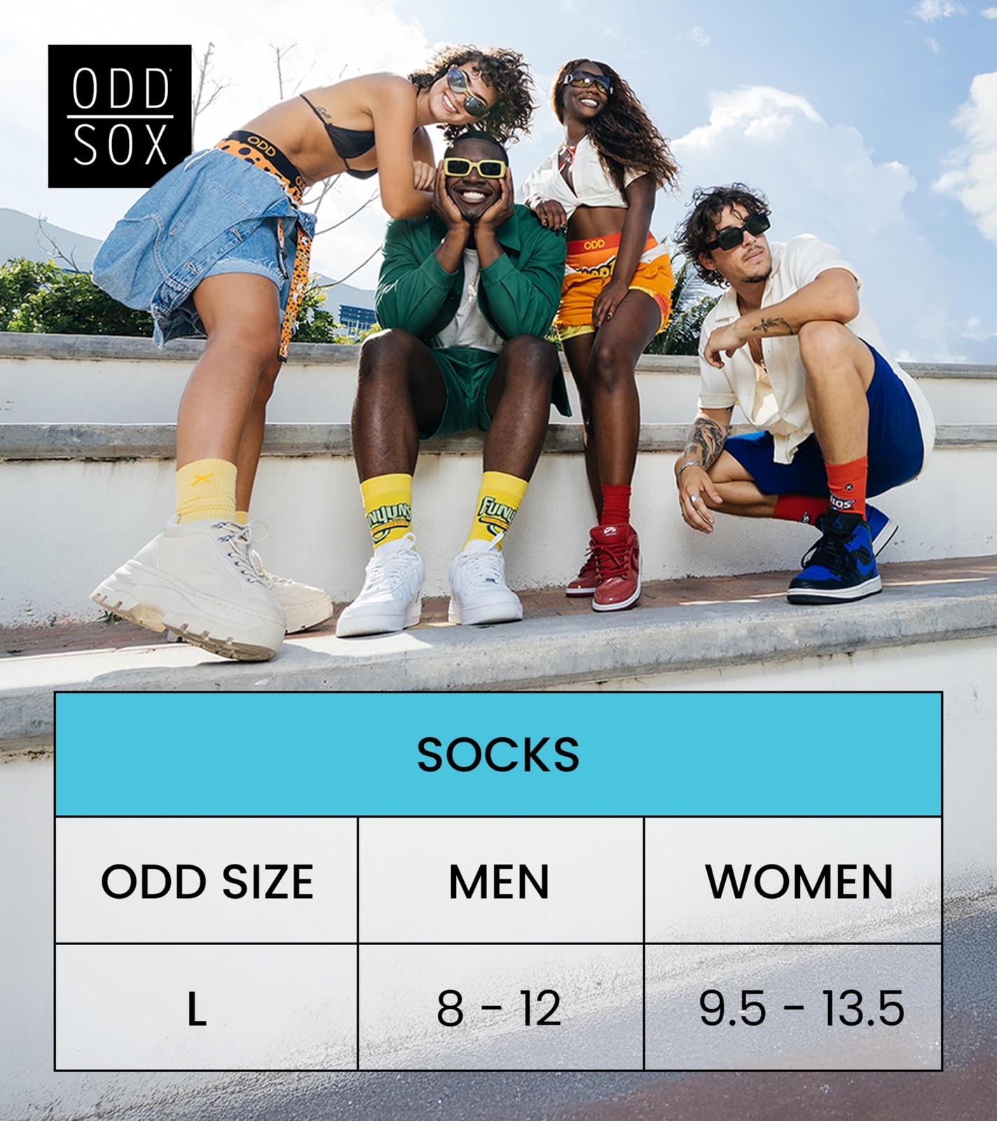 Odd Sox Men’s Great White Knit Crew Socks 6-13, Jaws
