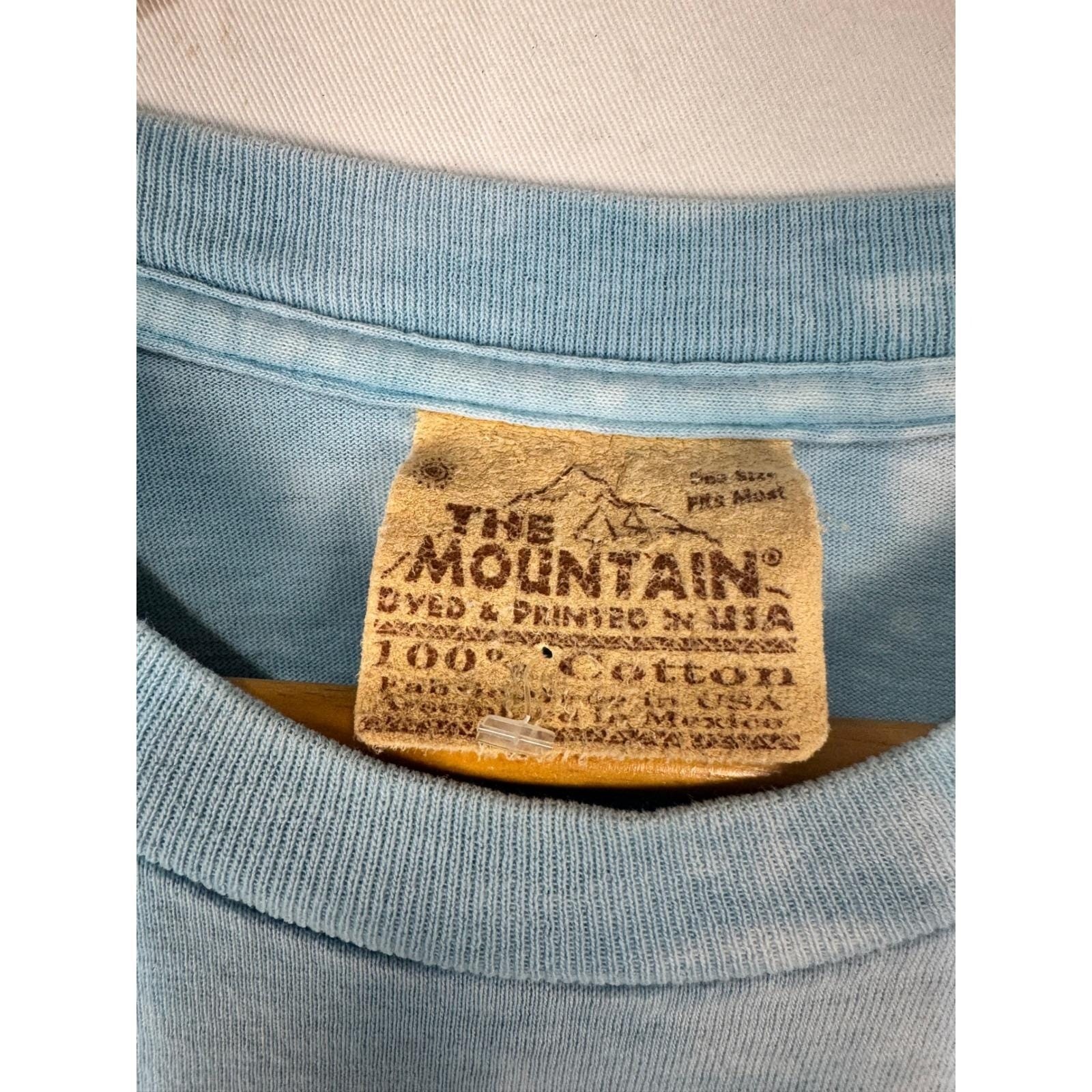 Vintage The Mountain Kitten Cat Tie Dye Tee Shirt dress Blue Y2K One Size OS AOP
