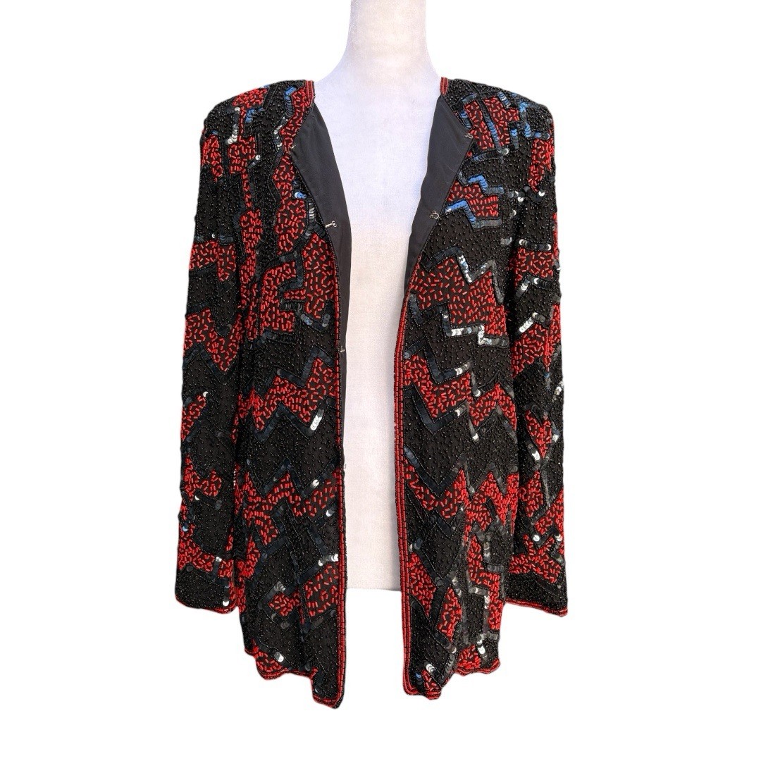 Vintage Sequins & Beaded Jacket with Silk Lining | Medium