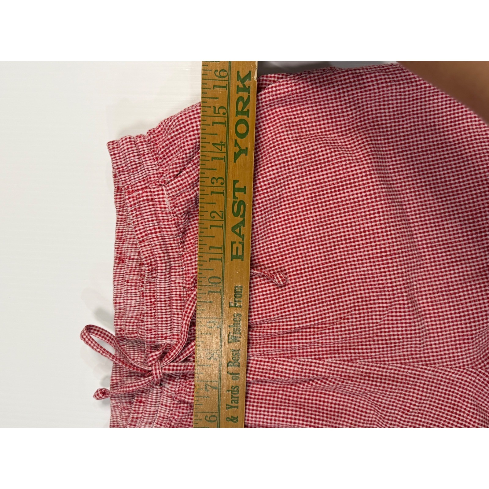 VTG Erika & Co Outfit Set Red Gingham Floral Embroidered Short Sleeve Medium
