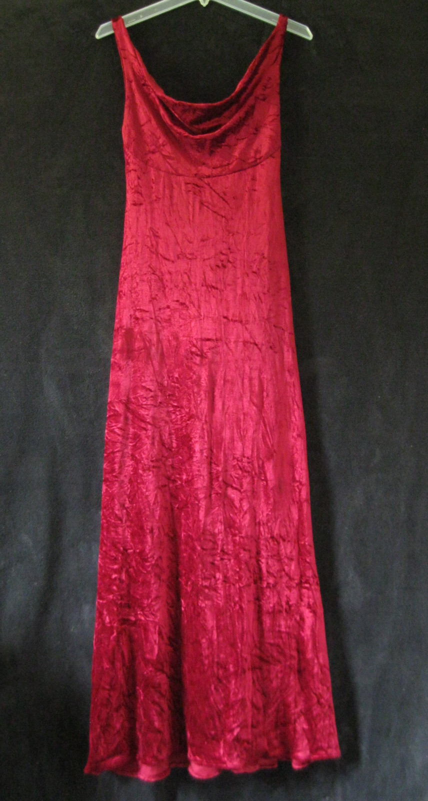 Gorgeous! Rare Vintage Union Made ILGWU Red Crushed Velvet Maxi Dress Gown SEXY!