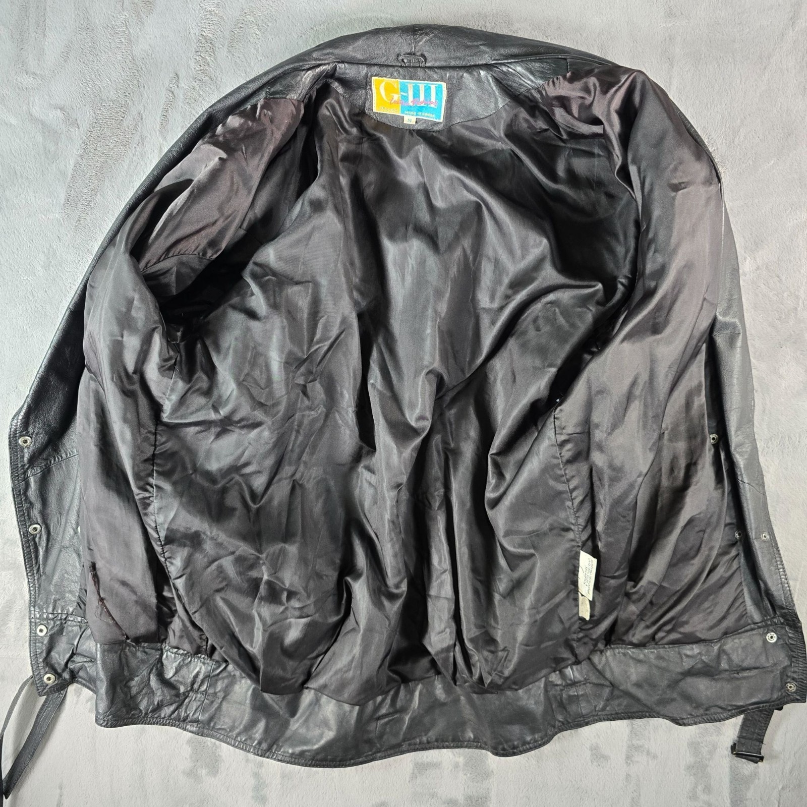 Vintage 1980s G-III Leather Fashions Black Oversized Shawl Collar Jacket (S)
