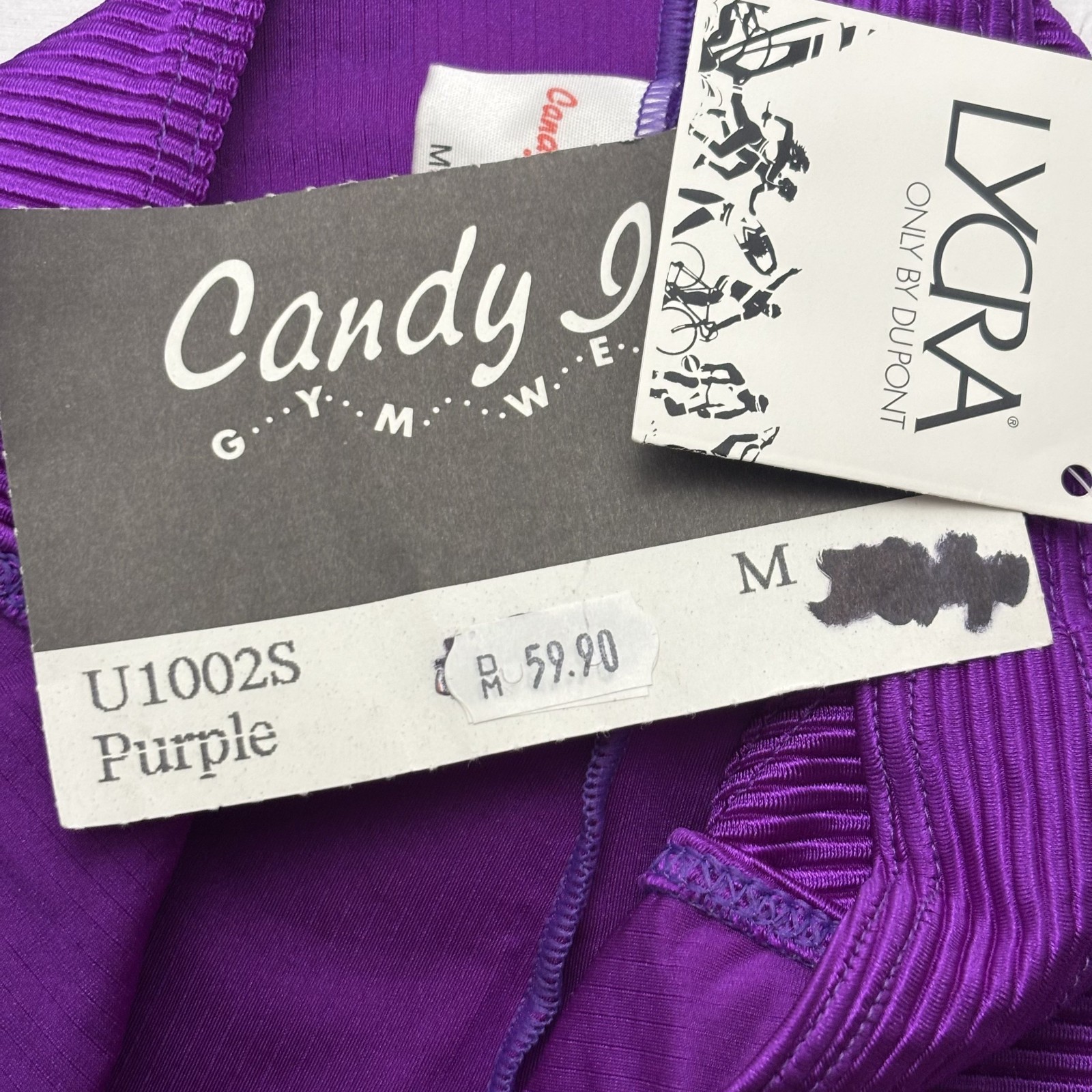 Candy Jay 90s Aerobics Unitard Purple Lycra Deadstock Size M Vintage Gymwear