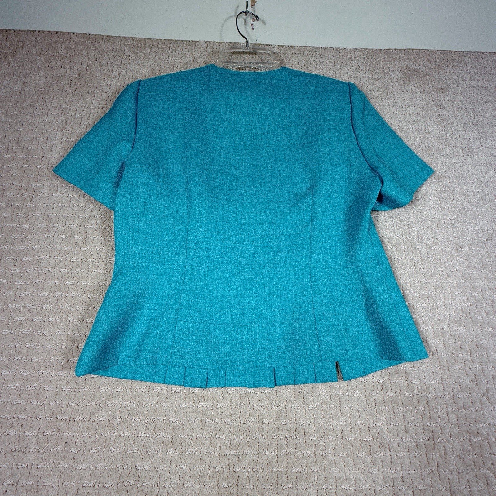 Vintage Leslie Fay Petite 3 Pc Set Size 10P Teal Pleated Skirt Blouse Secretary