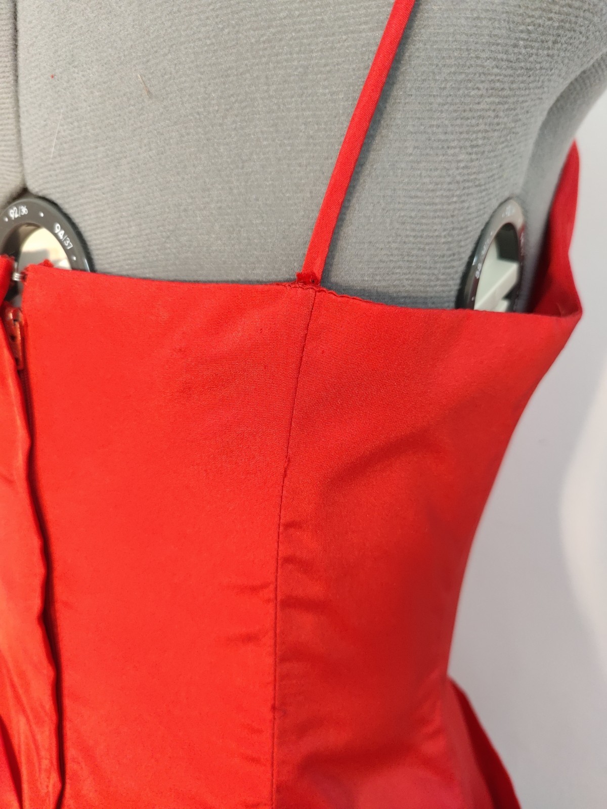 Vtg 80s Prom Dress Red Satin Sleeveless Bow Formal Party Sz M ILGWU
