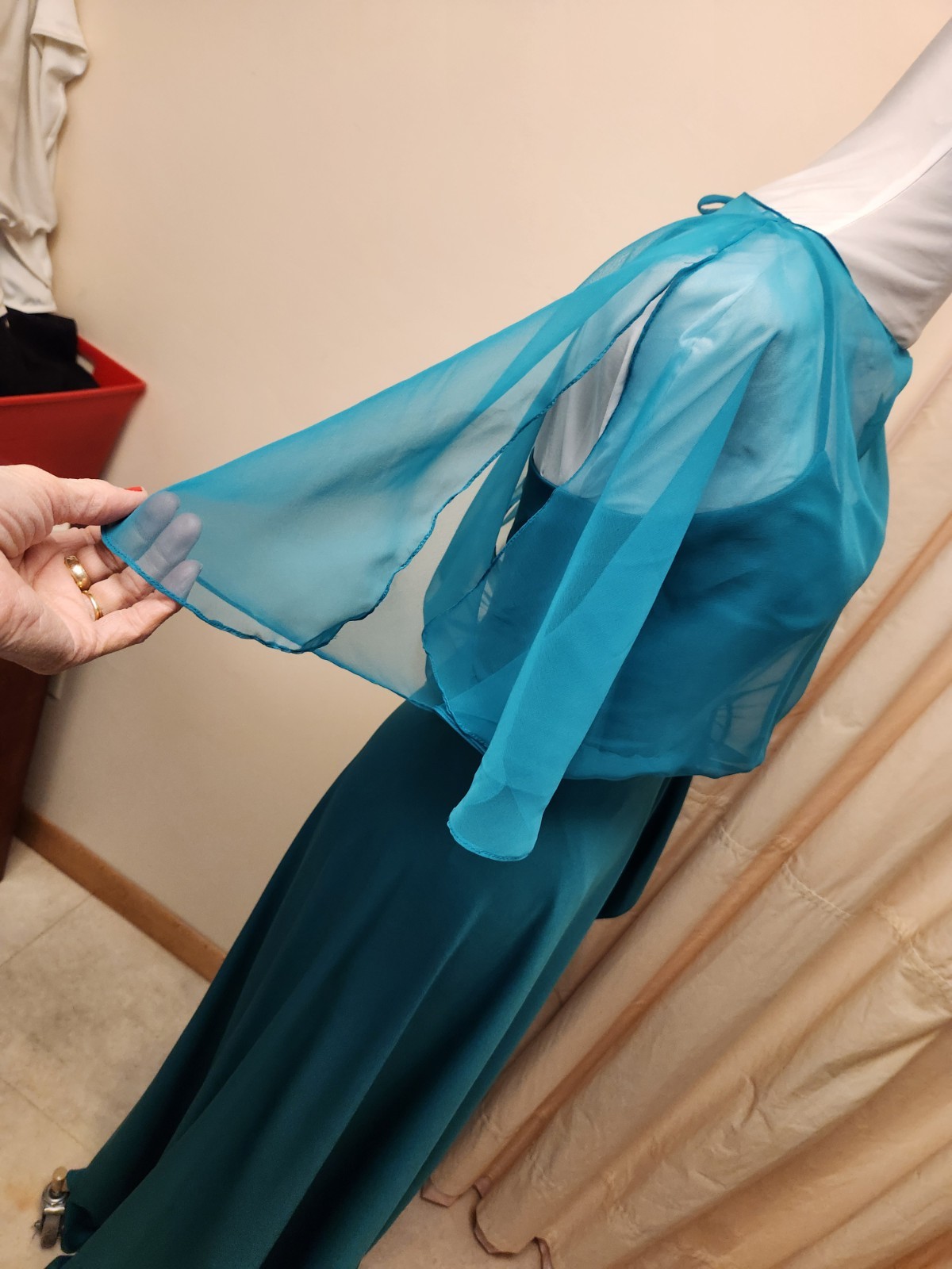 Unlabled Vintage Green/Teal Long Dress*sz11/12-plus Measurements *Good Condition