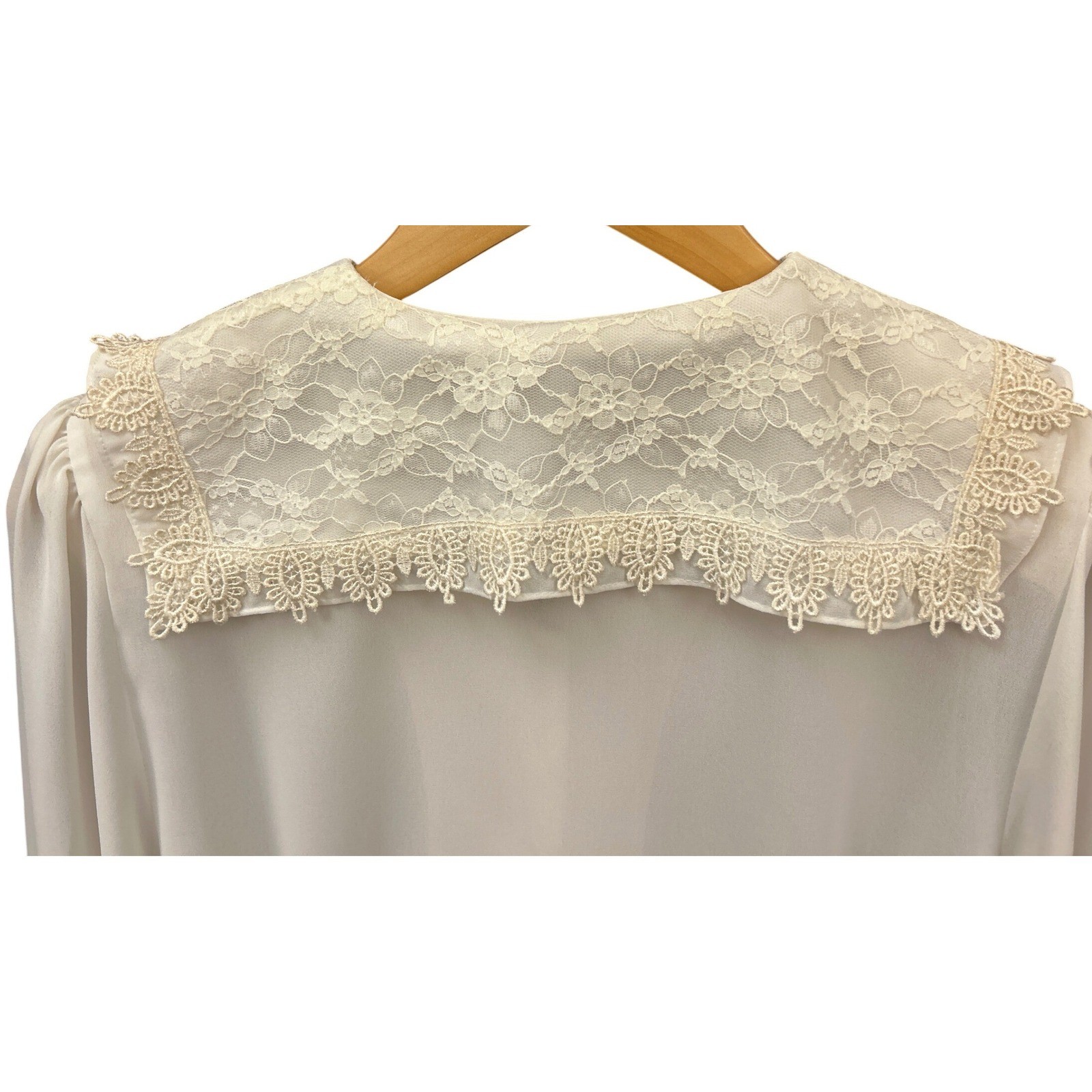 Vintage Unbranded Lace Collar Blouse Cottagecore Coquette Romantic Victorian