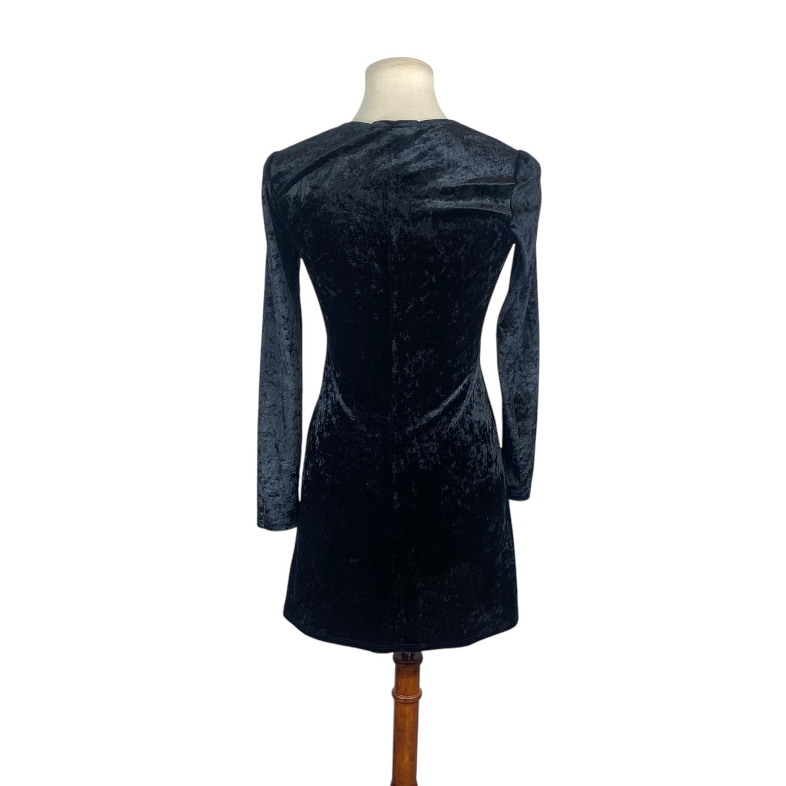 VTG Hana Womans Lightweight Black Velvet Dress Size S Long Sleeve Lightweight