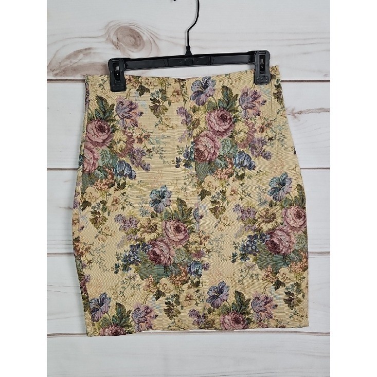 Vintage Compagnie Internationale Express Tapestry Mini Skirt Size L 90s Floral