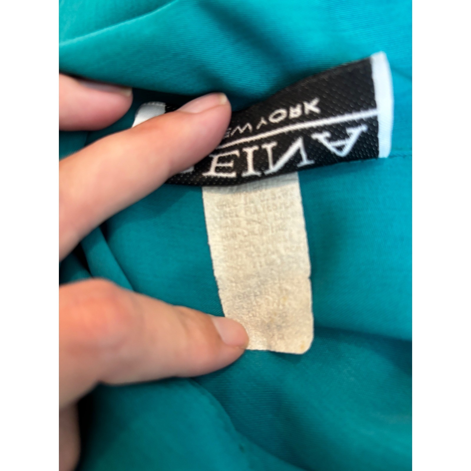 Vintage 90s Reina NY Colorblock Blouse L Teal Black Secretary Minimalist
