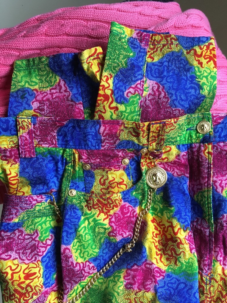 Vintage Versus Versace Print Womens Jeans Gold Chain And Medallion LNC Sz 28/42
