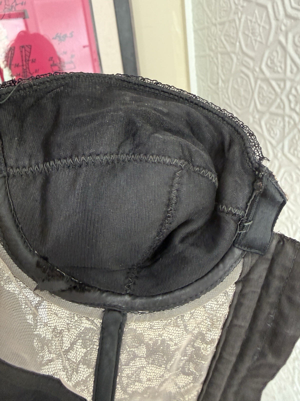 vintage Lady Marlene Corset Bra Top Strapless Bustier lace 1950s Black 34 B