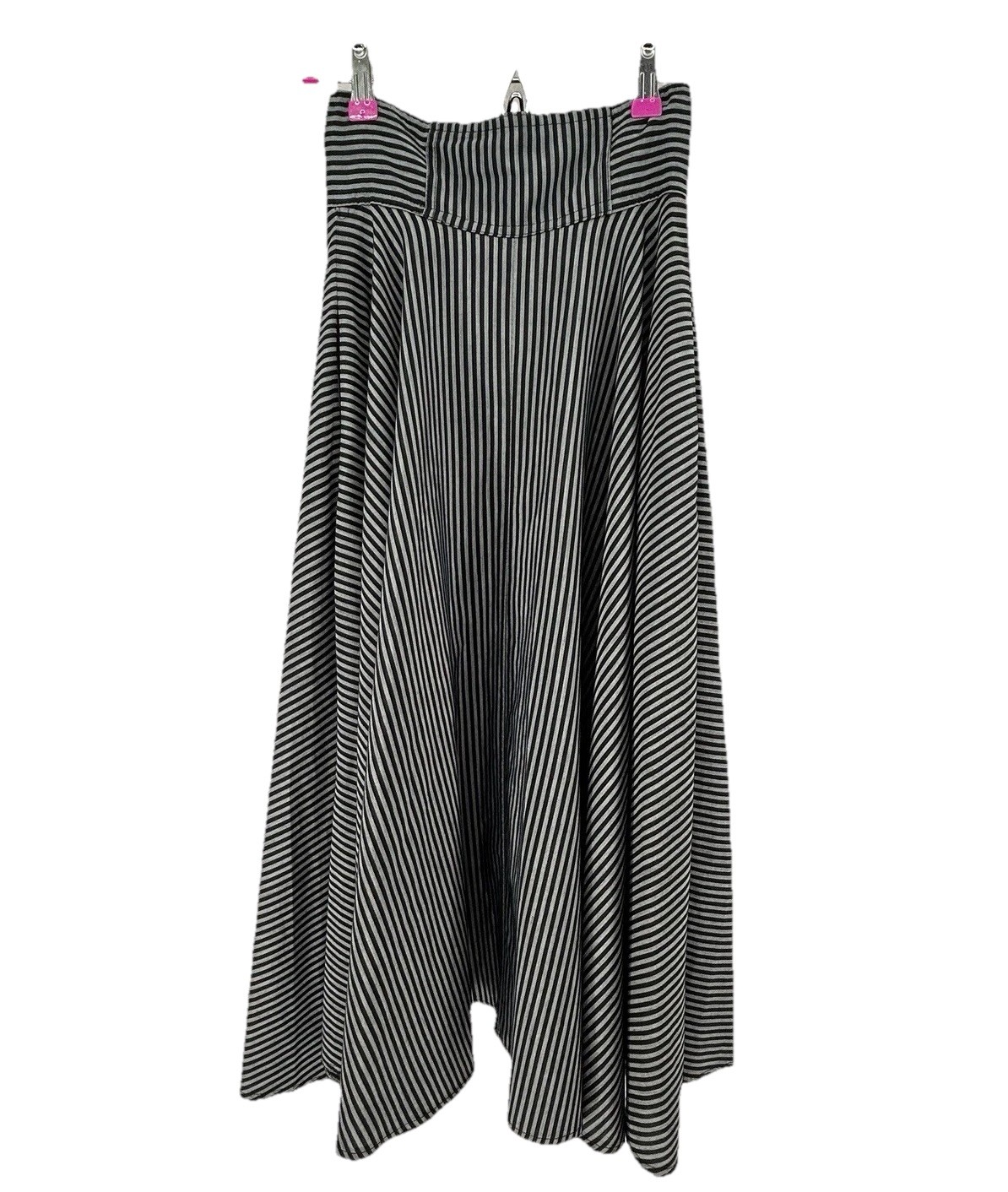 Vtg 80s BohoGunnies Gunnie Sax Striped Swing Skirt Sz XS 24” Black Gray FitFlare
